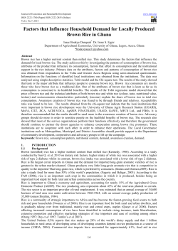 Factors that Influence Household Demand for Locally