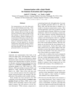 Summarization with a Joint Model for Sentence