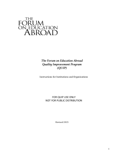 The Forum on Education Abroad Quality Improvement Program (QUIP)