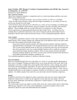 Jenny Cheshire. 2007. Discourse Variation, Grammaticalisation and