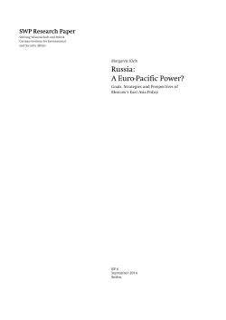 Russia: A Euro-Pacific Power? - Stiftung Wissenschaft und Politik