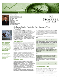 Exchange-Traded Funds: Do They Belong in Your