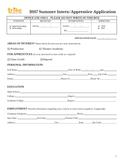 2017 Summer Intern/Apprentice Application