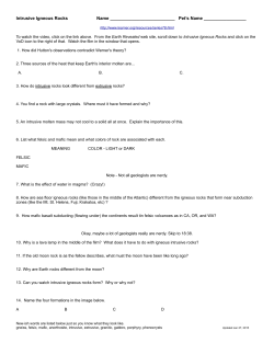 Intrusive Igneous Rocks Name