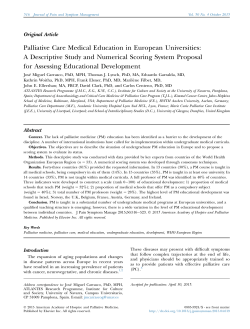 Palliative Care Medical Education in European Universities: A