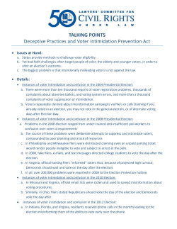 TALKING POINTS Deceptive Practices and Voter Intimidation