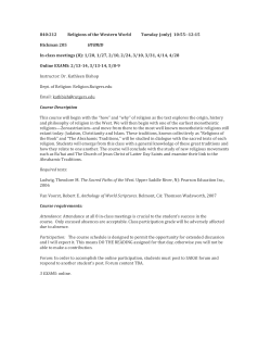 01:840:212:01 Religions of the Western World (Hybrid) (Bishop)