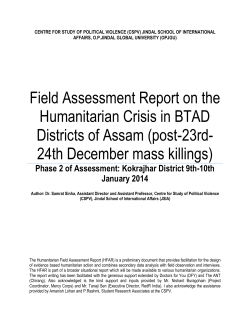 CSPV- Field Assessment Report- Assam Humanitarian Crisis 2015