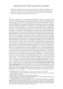 john keats on &ldquo;the vale of soul-making&rdquo;