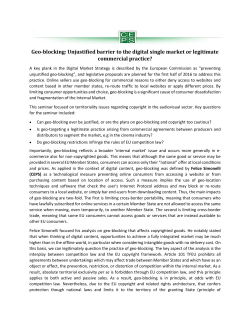 Geo-blocking: Unjustified barrier to the digital single market or