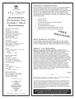 Succession Planning for Closely Held Businesses