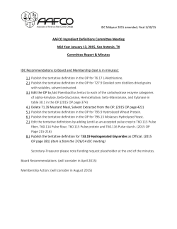 AAFCO Ingredient Definitions Committee Meeting Mid Year January