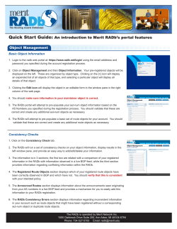 Quick Start Guide: An introduction to Merit RADb`s portal features