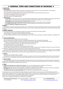GENERAL TERM AND CONDITIONS OF BOOKING