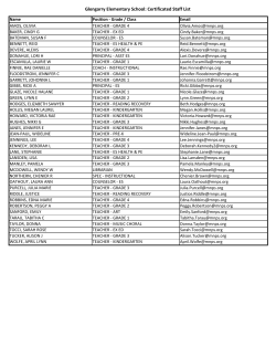 Glengarry Elementary School: Certificated Staff List