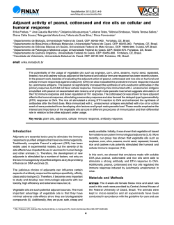 Adjuvant activity of peanut, cottonseed and rice oils on cellular and