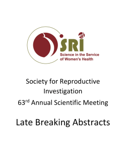 Late Breaking Abstracts - Society for Reproductive Investigation