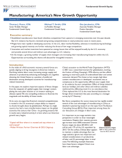 Manufacturing: America`s New Growth Opportunity