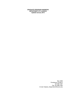Classics Graduate Program Handbook January