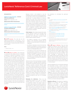 LexisNexis&reg; Reference Card: Criminal Law