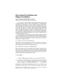 Derivational Parallelism and Ellipsis Parallelism