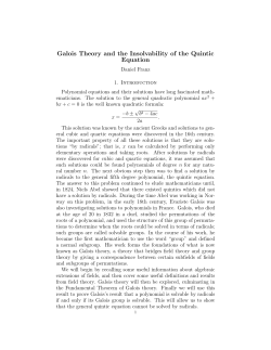 Galois Theory and the Insolvability of the Quintic Equation
