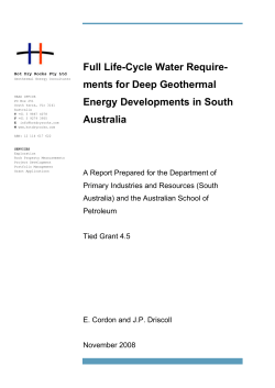 Full Life-Cycle Water Require- ments for Deep Geothermal