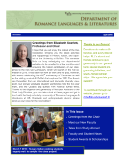 RLL Newsletter April 2016 - Department of Romance Languages