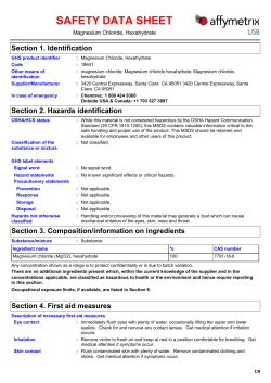 Magnesium Chloride, Hexahydrate SDS