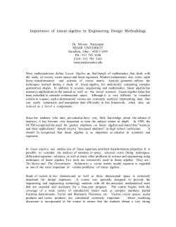 Importance of Linear algebra in Engineering Design Methodology