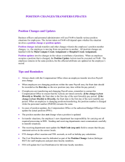 POSITION CHANGES/TRANSFERS/UPDATES Position Changes