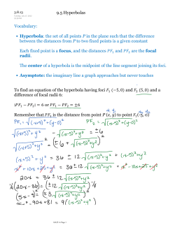 9.5 Hyperbolas Vocabulary: Hyperbola: the set of all