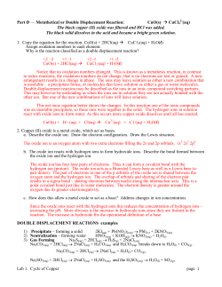 Lab 1. Cycle of Copper page 1 Part D &mdash; Metathetical or Double
