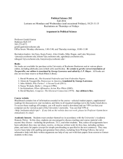 Political Science 202 Fall 2016 Lectures on Mondays and