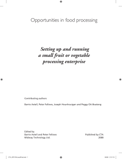 Opportunities in food processing Setting up and running a small fruit