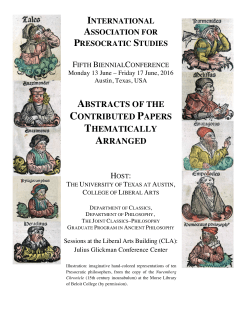 ABSTRACTS OF THE CONTRIBUTED PAPERS THEMATICALLY