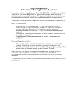 NOAA Restoration Center Minimum Project Monitoring/Evaluation
