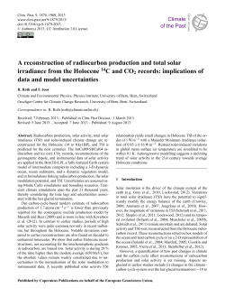 A reconstruction of radiocarbon production and total solar irradiance