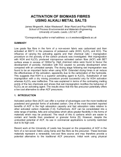 activation of biomass fibres using alkali metal salts