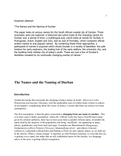 The Names and the Naming of Durban