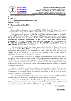 To M.S.T.C. Ltd., 225-C, Acharya Jagadish Chandra Bose Road