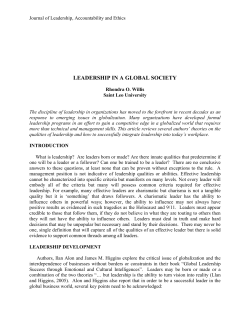 LEADERSHIP IN A GLOBAL SOCIETY