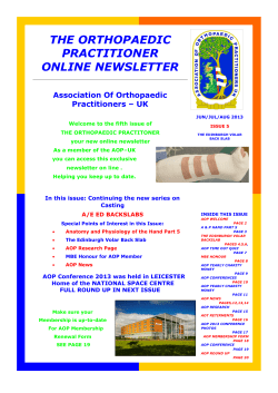 the orthopaedic - Association of Orthopaedic Practitioners
