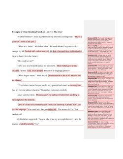 Example of Close Reading- The Giver