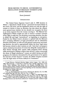 Governmental Regulation of Pregnant Women`s Lives After Webster