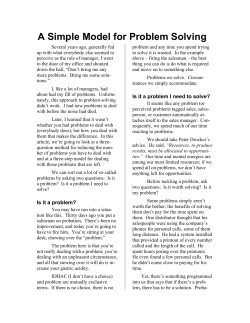 A Simple Model for Problem Solving