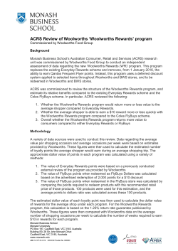 ACRS Review of Woolworths `Woolworths Rewards` program