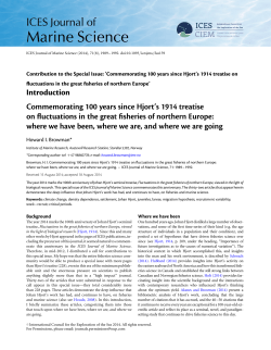 Commemorating 100 years since Hjort`s 1914 treatise on