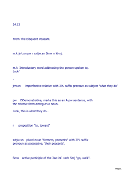 24.13 From The Eloquent Peasant. m.k jrrt.sn pw r sxtjw.sn Smw n kt