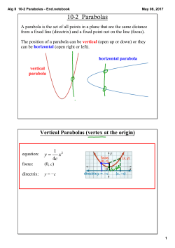 Alg II 10-2 Parabolas